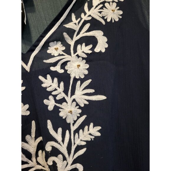 Catherines Navy Embroidered 2pc Tank & Attached Sheer Tunic Top Sz 4X - Picture 4 of 7
